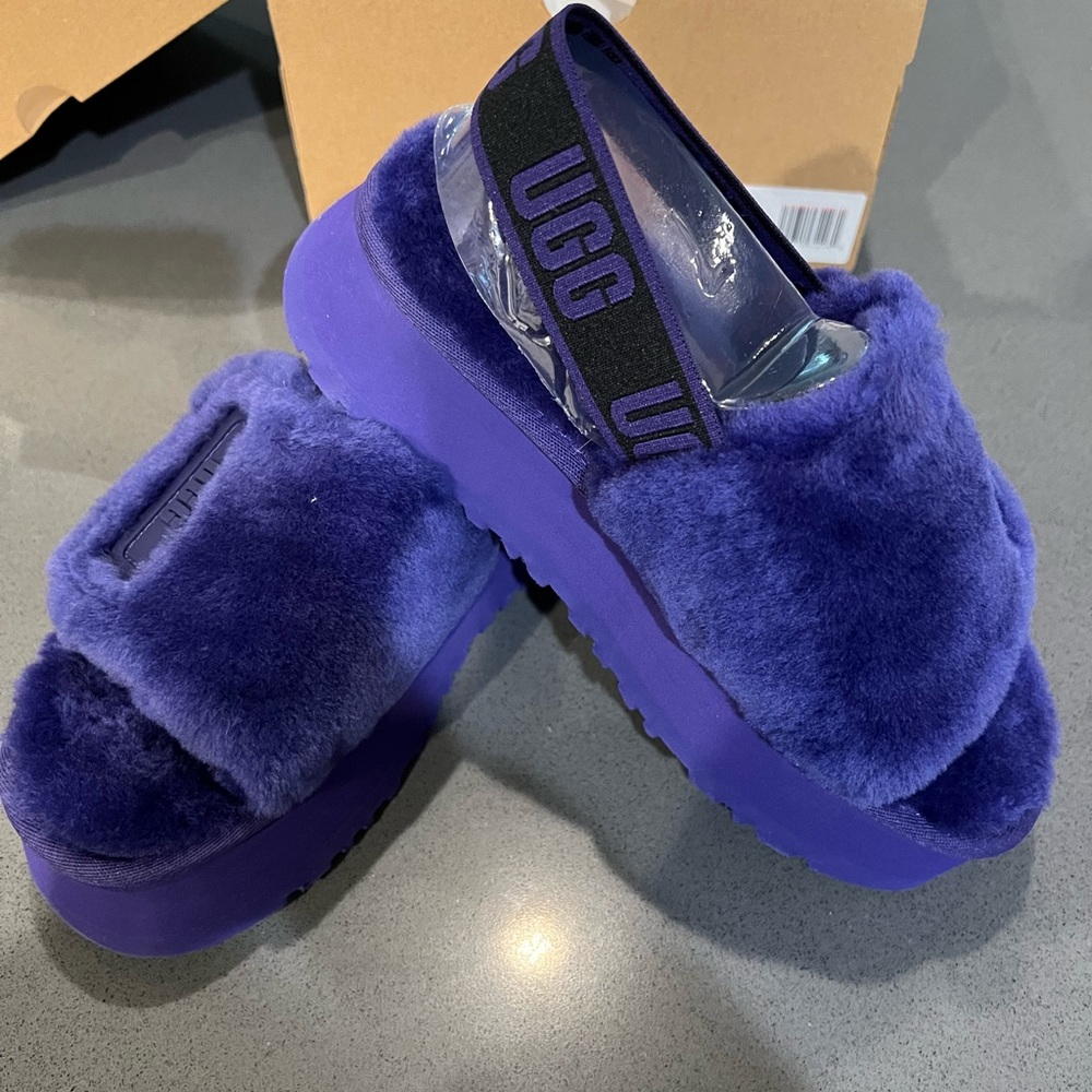 NIB ~UGG Women’s Disco Retro Slide. Never worn, lovely purple with strap. Size 7
